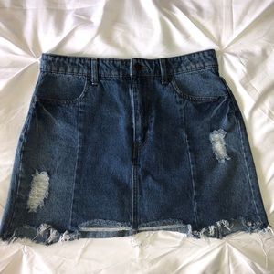 Distressed Denim Skirt